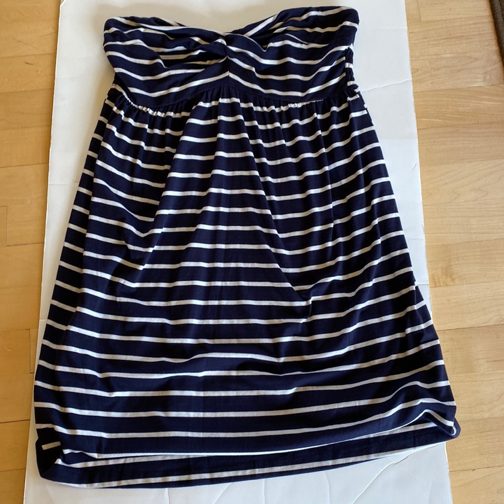 Merona Navy Blue & White Striped Swimsuit Cover-Up